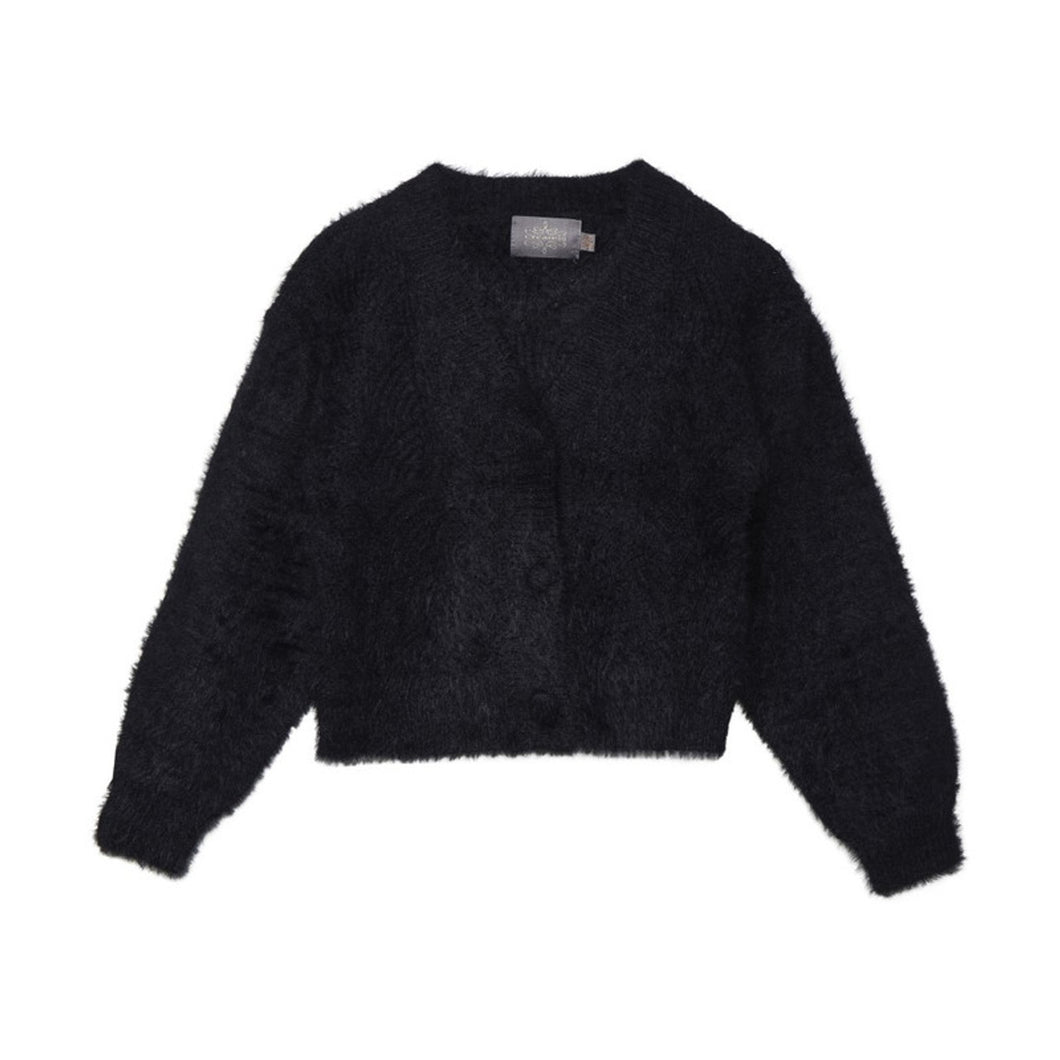 Creamie Brand Soft Sweater Cardigan in Black: Size 5/6y - 13-14y