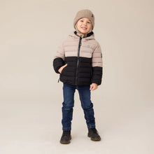 Load image into Gallery viewer, Nano Girls Hooded Puffer in Beige/Black: Size 3 to 10 Years
