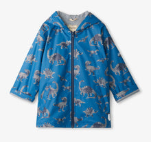 Load image into Gallery viewer, Hatley Boys “Dino Stamp” Print  Zip Up Rain Coat: Size 4 to 6 Years
