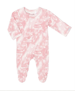 Coccoli Stars Print Zipper Footie Sleeper in Pink: Size NB to 18M