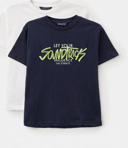 Nukutavake Boys Blue  “Musical with graffiti” T-Shirt: Size 8 to 18
