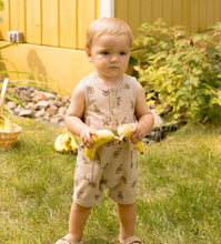Load image into Gallery viewer, Firsts by Petit Lem “Monkey” Print Sleeveless Romper: Size 3M to 24M
