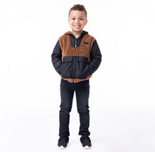 Load image into Gallery viewer, Nano Kids Hooded Sherpa Jacket in Brown/Black : Size 2 to 10
