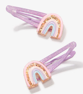 Hatley Glittery in Muted Mauve & Pink Rainbow Clips
