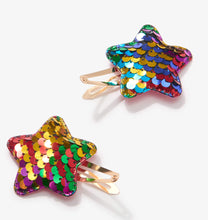 Load image into Gallery viewer, Hatley Sequined Colourful Larger Star Clips
