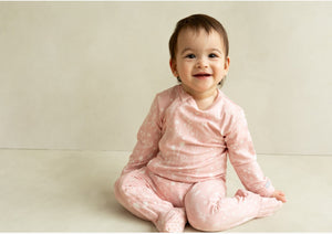 Coccoli Cotton-Modal Zipper Sleeper in Pink Botanical: Size NB to 18M