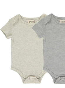 Me & Henry “Walty” Short Sleeved Ribbed Textured Onesie in Light Grey : Size 0/3M to 18/24M