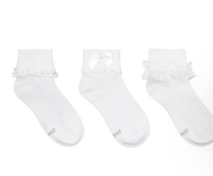 Robeez Classic Ruffled Turn Cuff Socks in White for Toddlers and Kids