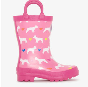 Hatley French Bulldog Print Pull On Rain Boots: Size 5 to 13