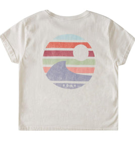 Roxy Girl White Short Sleeved “Gradient Classic” Graphic Shirt: Sizes 4 to 8 Years