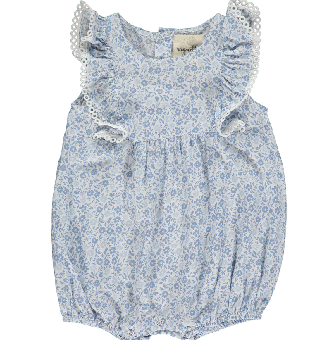 Vignette Poppy Bubble in Blue Ditsy Floral: Size 0-24M
