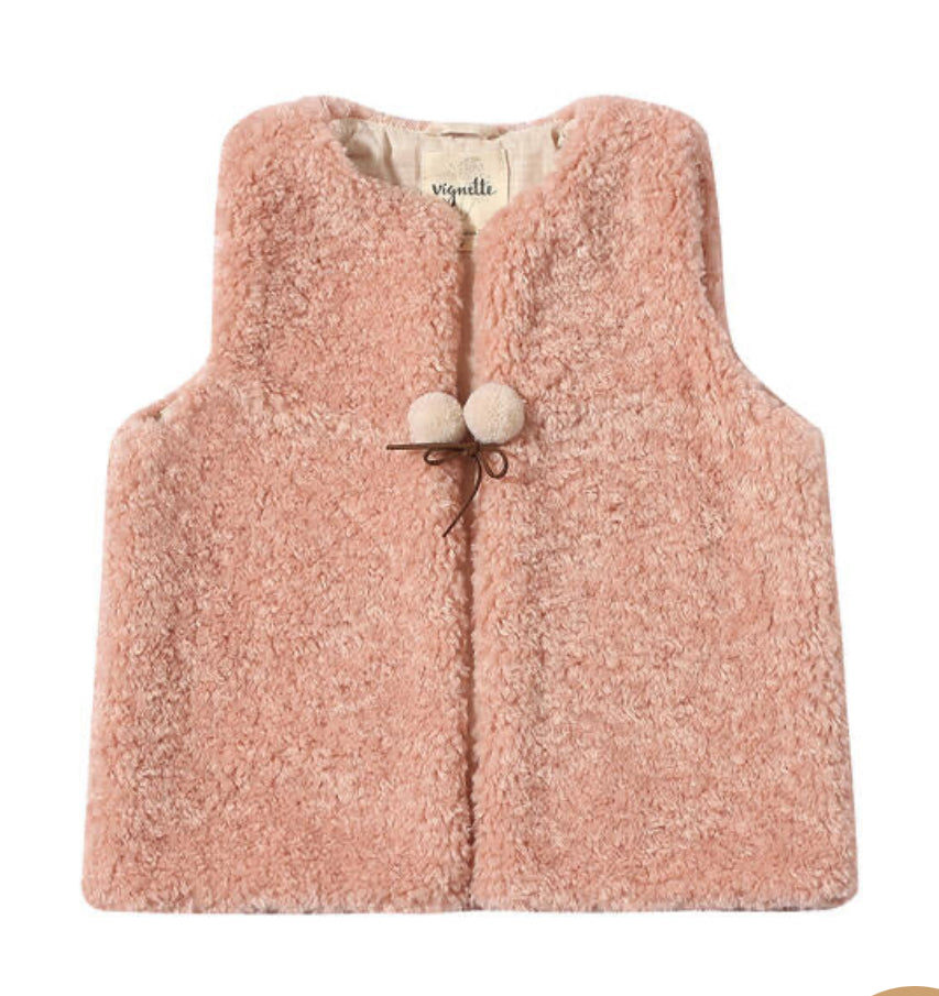 Vignette Girls “Mae” Faux Fur Vest in Pink: Size 2 to 12 Years