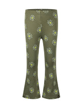 Load image into Gallery viewer, Army Green Flare Leggings with Daisy Details: Size 4 to 12 Years
