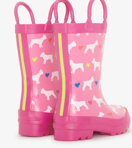 Hatley French Bulldog Print Pull On Rain Boots: Size 5 to 13