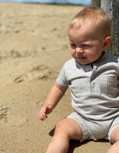 Load image into Gallery viewer, Me &amp; Henry Boys “Camborne” Ribbed Cotton Henley Romper: Size 0M to 18M
