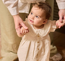 Load image into Gallery viewer, Cream and White Checkered Print Dress: Size 12M to 4 Years
