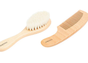 Nouka Baby Grooming Set (Brush/Comb) in Natural Wood