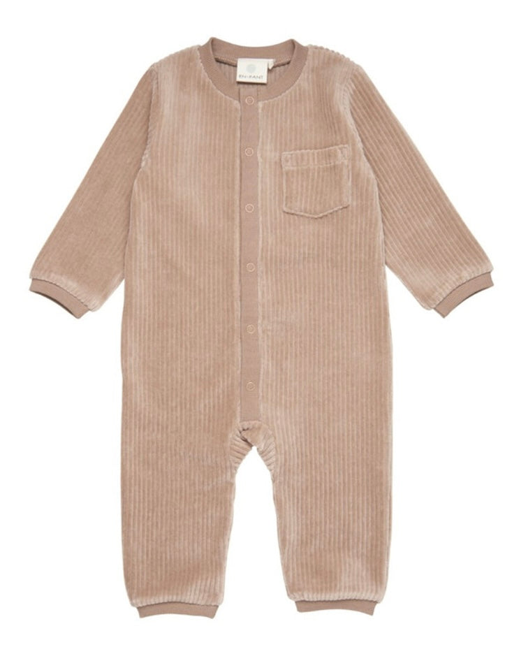 Enfant Baby Velour Corduroy Playsuit in Oatmeal: Sizes 1M to 18M