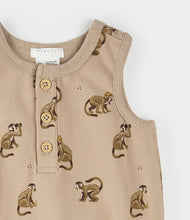 Load image into Gallery viewer, Firsts by Petit Lem “Monkey” Print Sleeveless Romper: Size 3M to 24M
