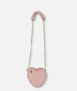 Deux Par Deux Fake Fur Shoulder Bag in Dusty Pink