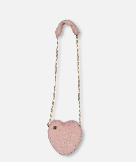 Deux Par Deux Fake Fur Shoulder Bag in Dusty Pink