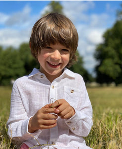 Me & Henry “Merchant” Long Sleeved Linen Style Cotton Shirt: Size 2/3 to 9/10 Years