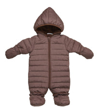Load image into Gallery viewer, Fixoni Baby Puffer One Piece Lined Outdoor Romper in Brown: Size 6M to 18M

