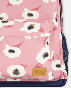 Deux Par Deux Backpack Pink Printed Off White Flowers