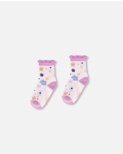 Deux Par Deux Violet Tulle Socks : Size 3-12