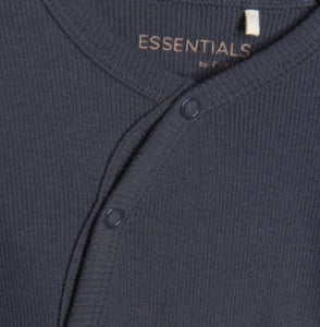 Fixoni Long Sleeve Footless Organic Cotton Romper In Navy: Size 1M to 9M
