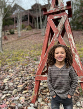 Load image into Gallery viewer, Me &amp; Henry Brown Striped Long Sleeved Henley: Sizes 2/3 to 16Years
