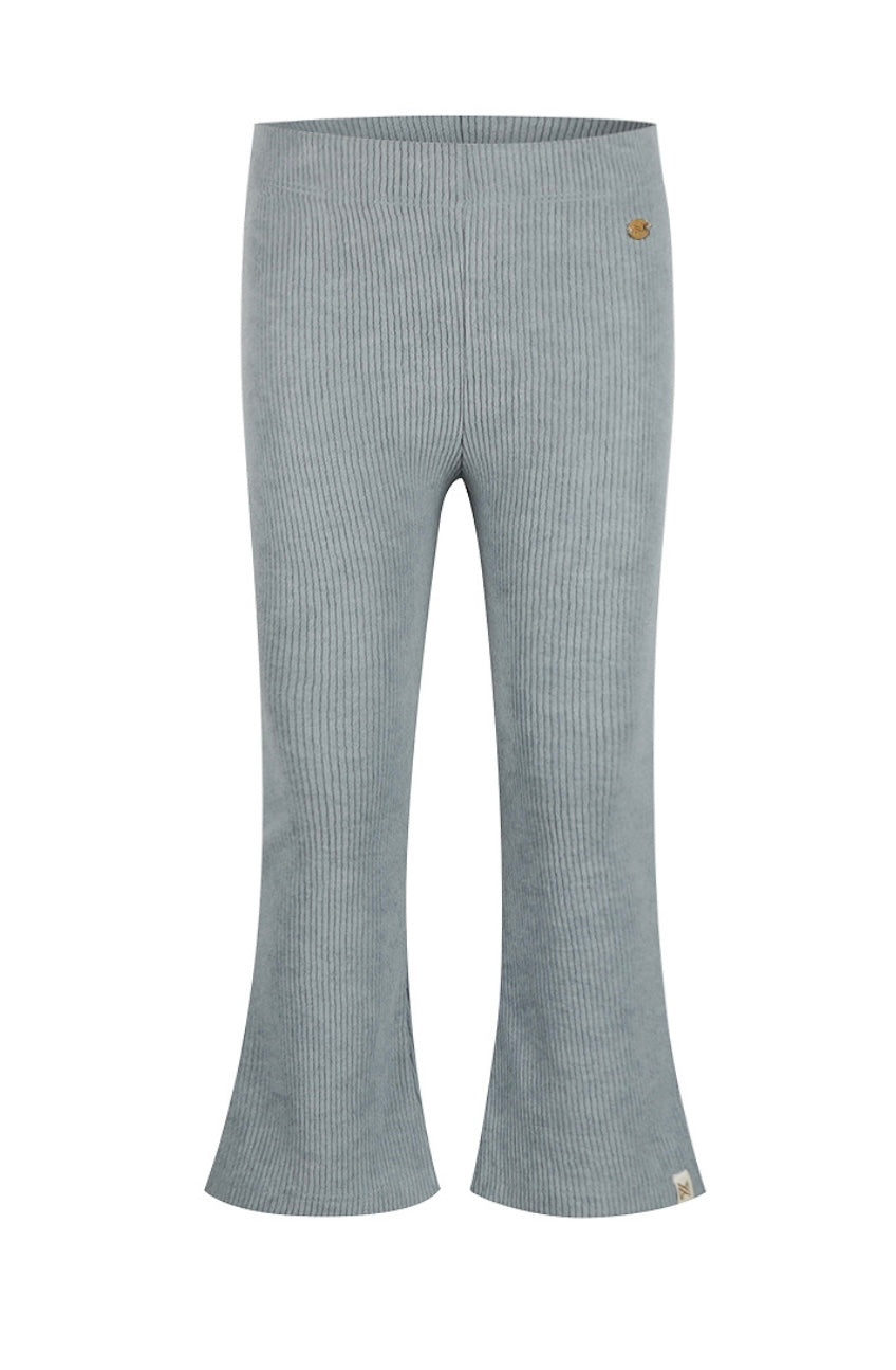 Girls Grey Blue Ribbed Flare Leggings: Size 2 to 12 Years