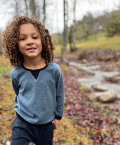 Me & Henry Boys Pull Over Brushed Cotton Shirt in Blue: Size 5/6 to 12 Years