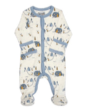 Load image into Gallery viewer, Coccoli Cotton-Modal Sleeper in Cream with Blue Camping Print: Size 1M to 12M (Copy)
