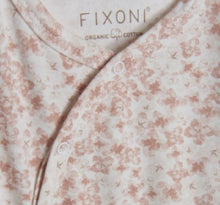 Load image into Gallery viewer, Fixoni Organic Cotton Footed Sleeper in Flower Print With Matching Hat: Size 0-1M to 9M
