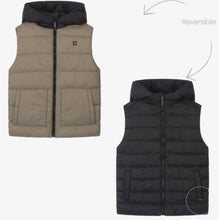 Load image into Gallery viewer, Nukutavake Boys Black &amp; Tan Reversible Puffer Vest: size 8 to 18 Years
