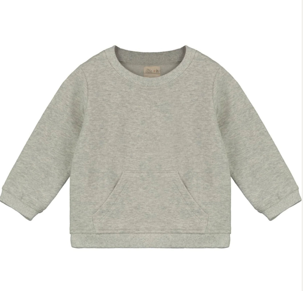 Ettie & H “Mawgan” Cotton Sweatshirt with Front Pouch in Grey: Size 0/3M to 7 Years