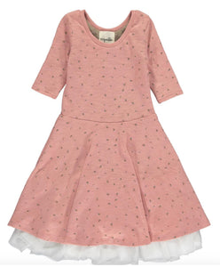 Vignette Girls “Annie” Reversible Dress In Colour Pink & Tan: Sizes 2 to 8 Years