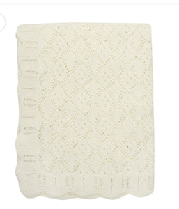 Fixoni 100% Cream Organic Cotton Crocheted Baby Blanket