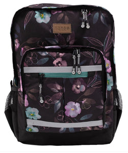 Nano Girls Black With Purple Flowers Backpack: Size 0/S