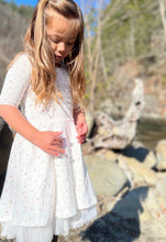 Load image into Gallery viewer, Vignette Girls “Annie” Reversible Dress In Colour Ivory &amp; Pink: Sizes 2 to 8 Years
