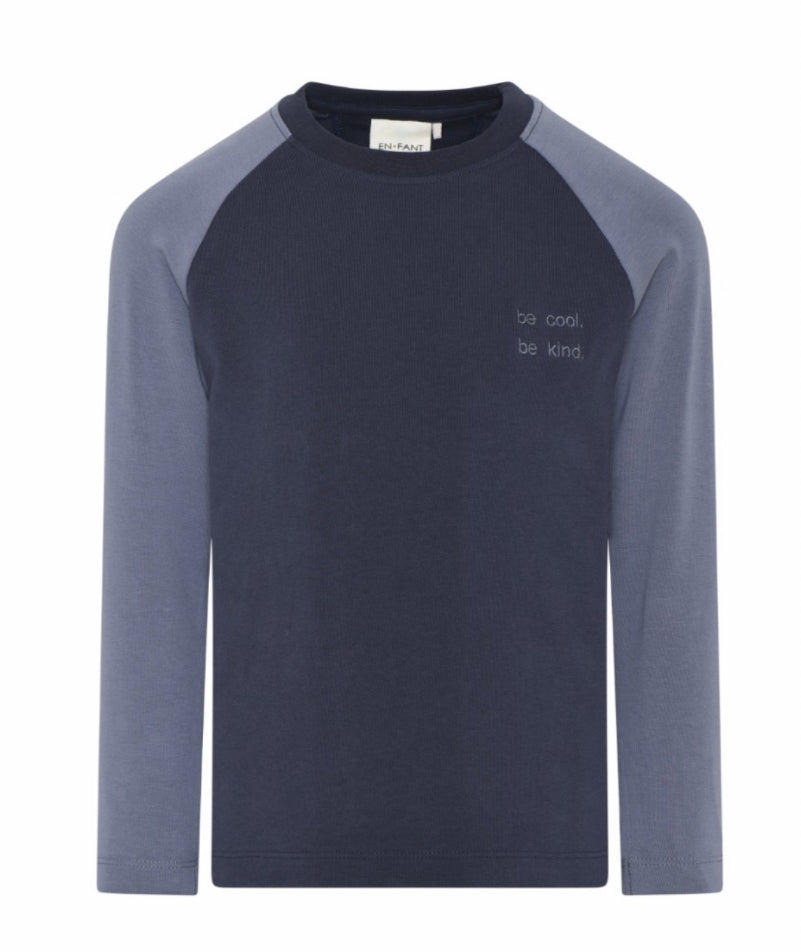 Enfant Boys Long Sleeved Raglan Top in Navy/Slate Grey: Sizes 2 to 8 Years