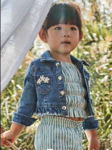 Mayoral Baby Girl Ruffled Denim Jacket: Size 6M to 18M