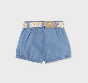 Mayoral Baby Girl Jean Shorts with Flower Belt: 6M to 24M