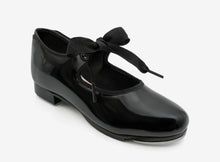Load image into Gallery viewer, Capezio “Jr Tyette” Patent Leather Ribbon Tap Shoe: Size 8 to 3
