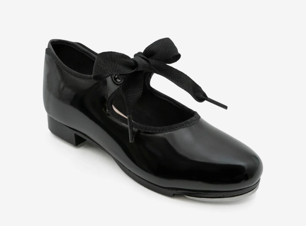 Capezio “Jr Tyette” Patent Leather Ribbon Tap Shoe: Size 8 to 3