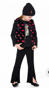 Deux Par Deux Black Flared Boot Leggings with Slit: Size 3 to 12