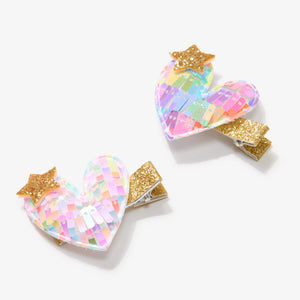 Hatley Glittery Colourful Larger Heart Clips