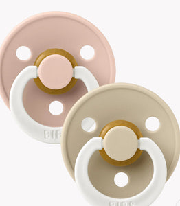 Bibs Glow in the Dark 2 Pack Pacifier Set in Blush & Vanilla