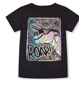 Deux Par Deux “Roar” Dino Graphic Short Sleeved Tee: Size 2 to 10
